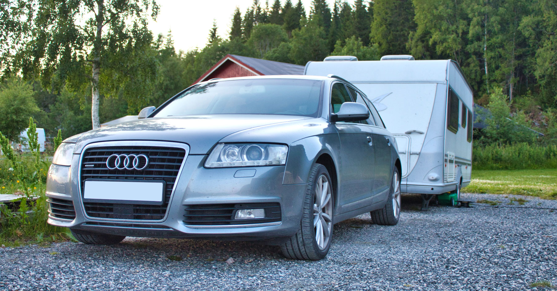 An Audi A6 towing a caravan