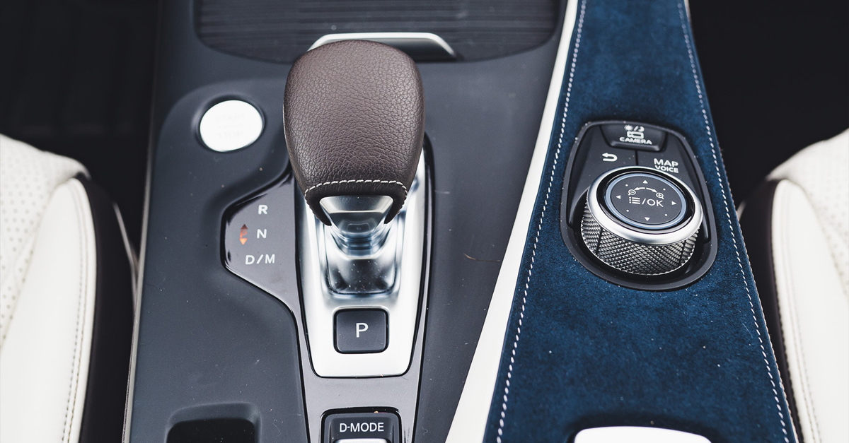 Close-up of a gear stick of an automatic car