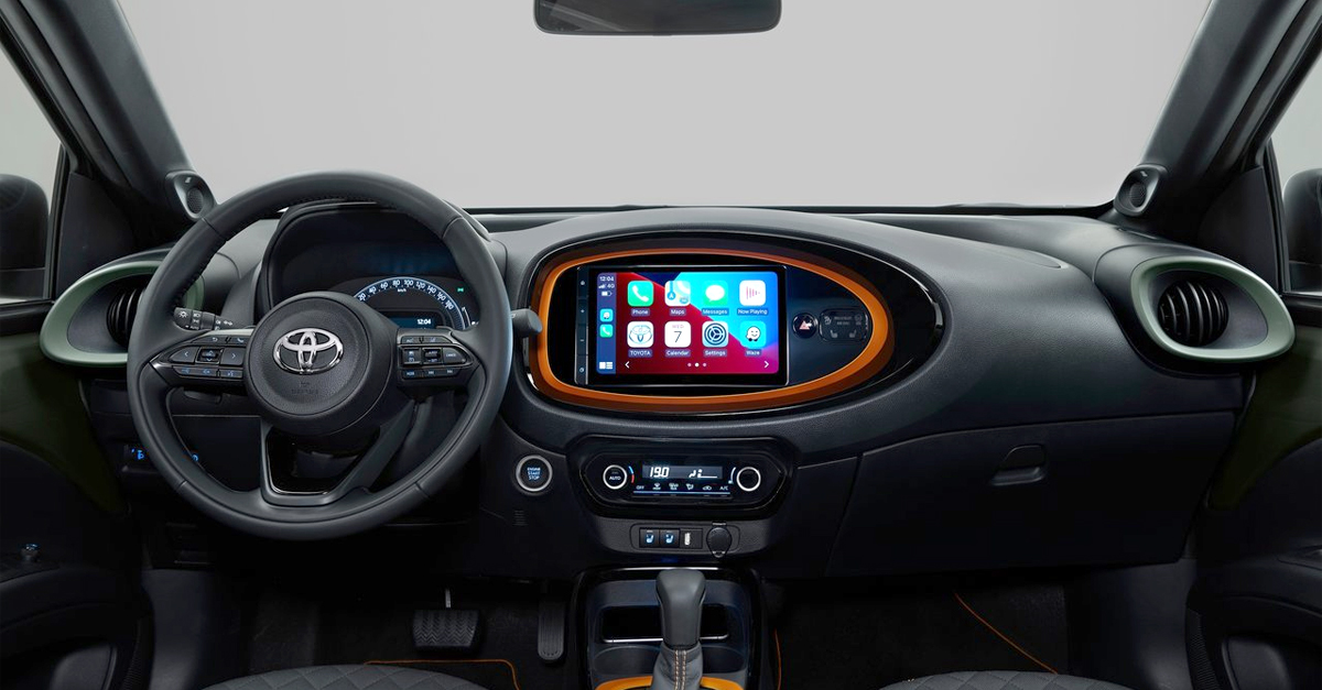 Interior view of a Toyota Aygo X