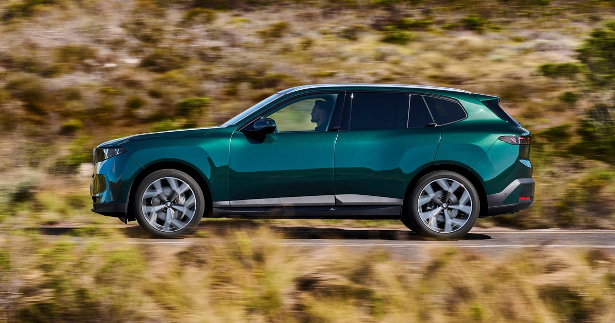 Side angle of a green BMW X5