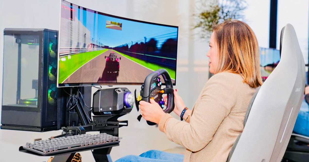 Vanessa completing a virtual test drive at BYD's Zhengzhou Circuit
