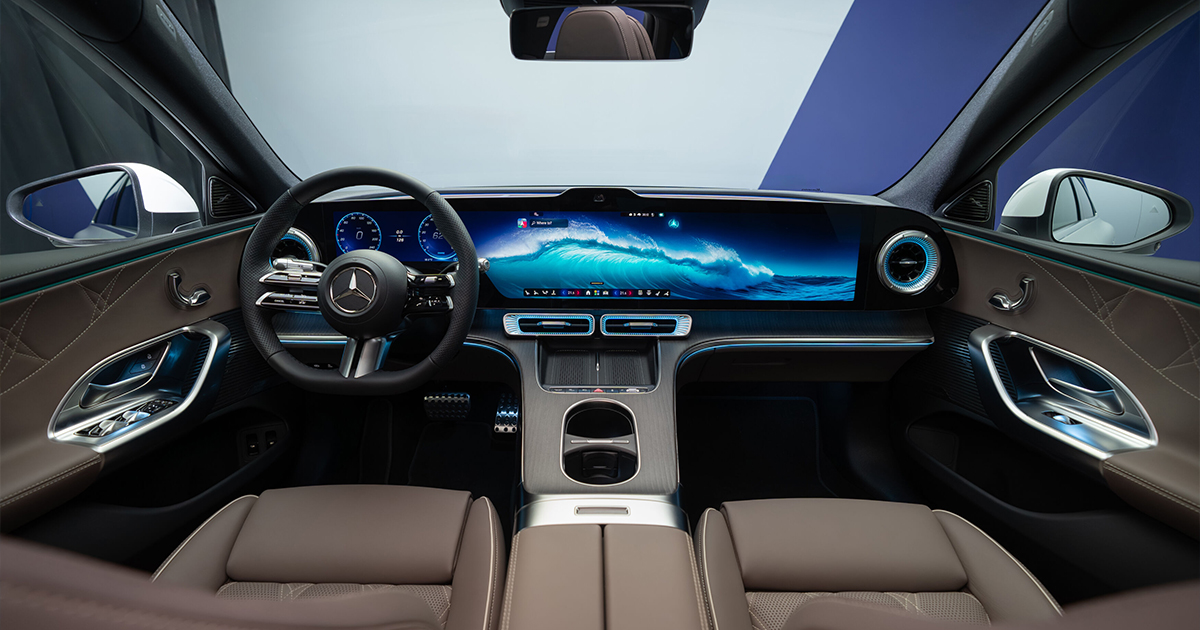 Interior shot of the electric Mercedes-Benz C-Class