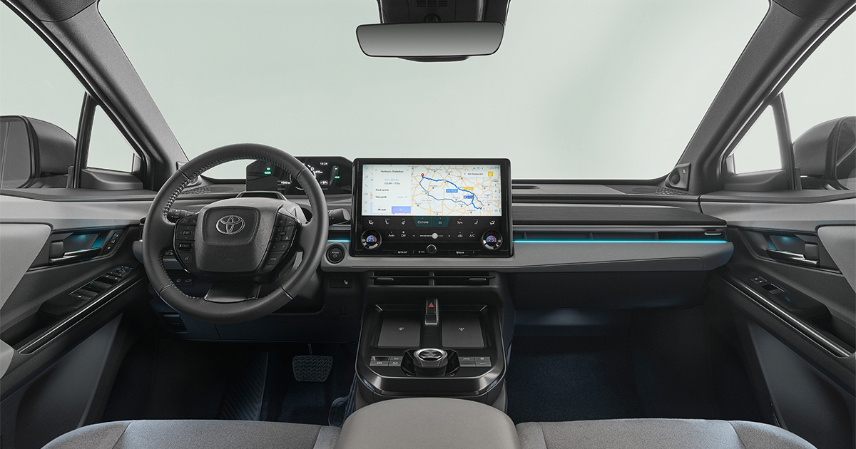 Interior of the Toyota C-HR+ SUV