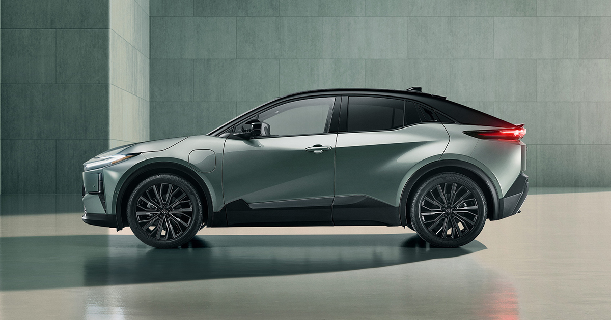Side angle of the Toyota C-HR+ SUV