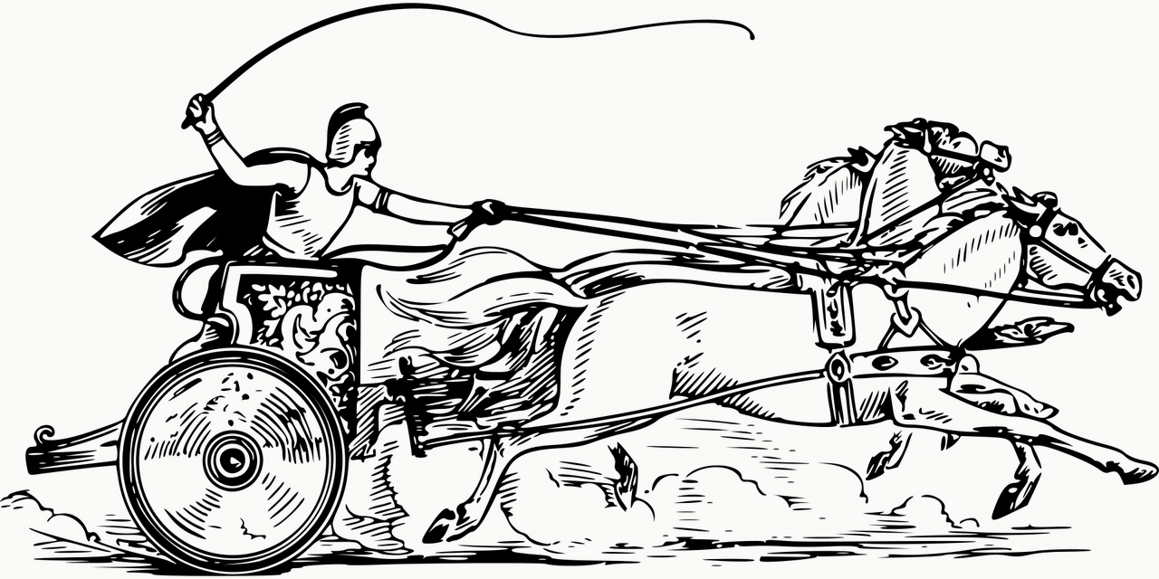 Illustration of a roman on a chariot