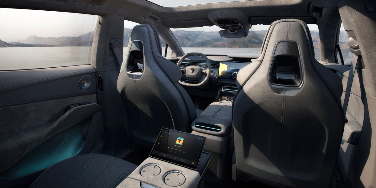 View of the interior cabin of the Lotus Eletre