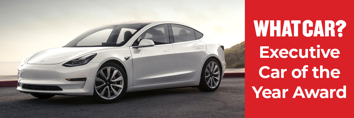 A Tesla Model 3 in white