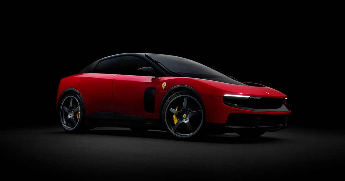 A red Ferrari Luce parked