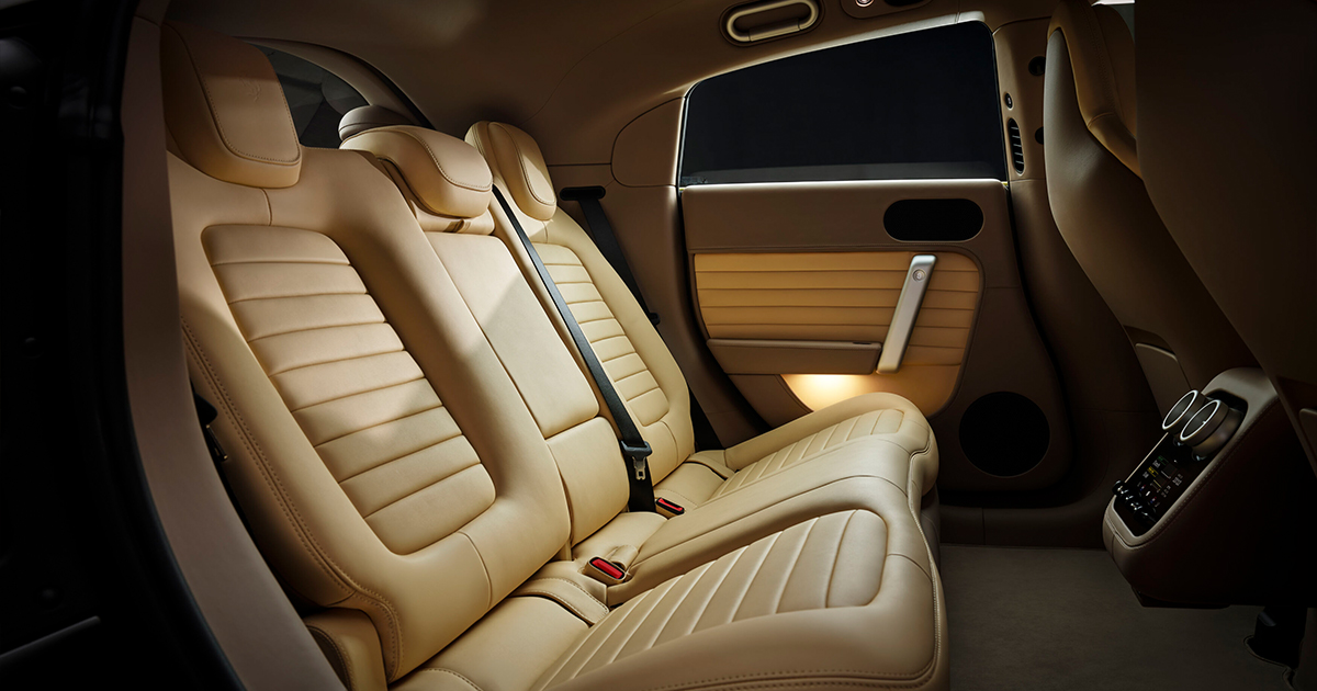 Rear seats inside a Ferrari Luce