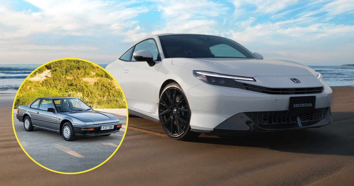 Classic silver Honda Prelude vs new 2025 car