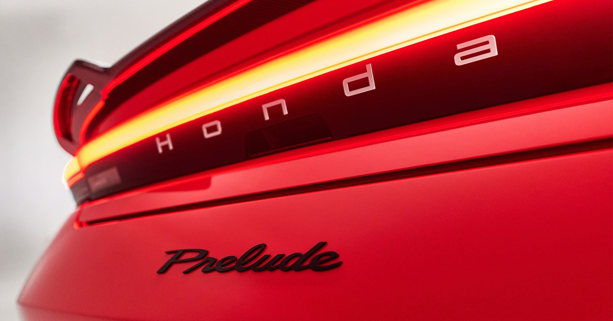Close up of a red Honda Prelude concept