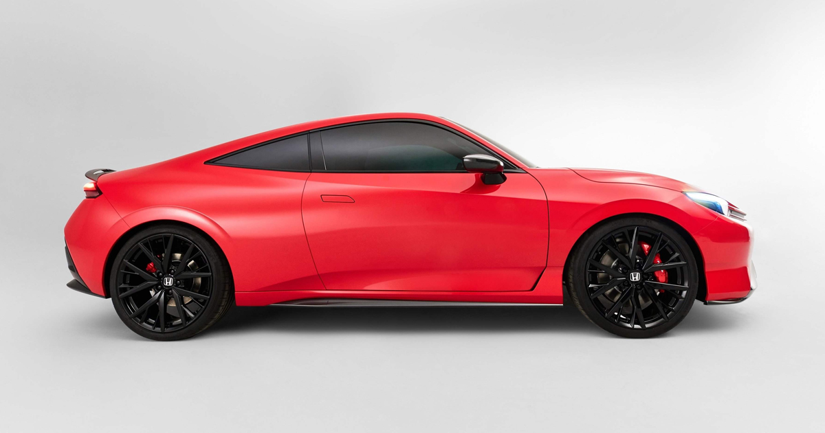 Side angle of a red Honda Prelude concept
