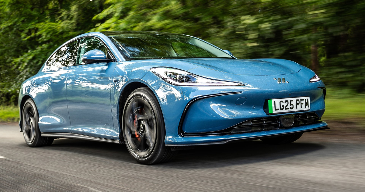 Blue MG IM5 driving