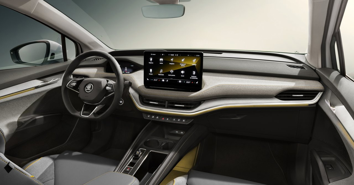 Interior view of the Skoda Enyaq Coupe