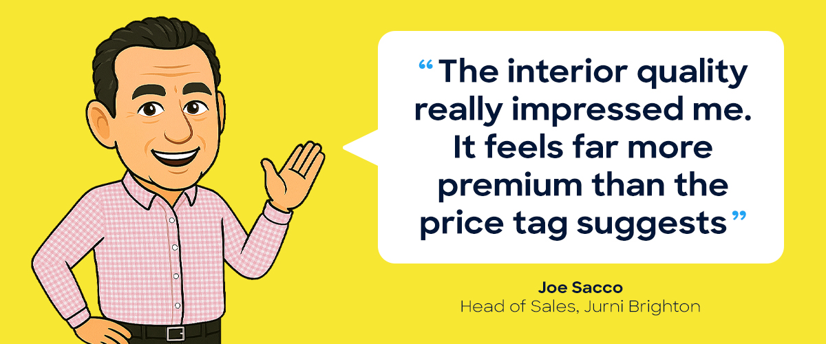 Cartoon picture of Joe says he thinks the Geely EX5 is great value for money