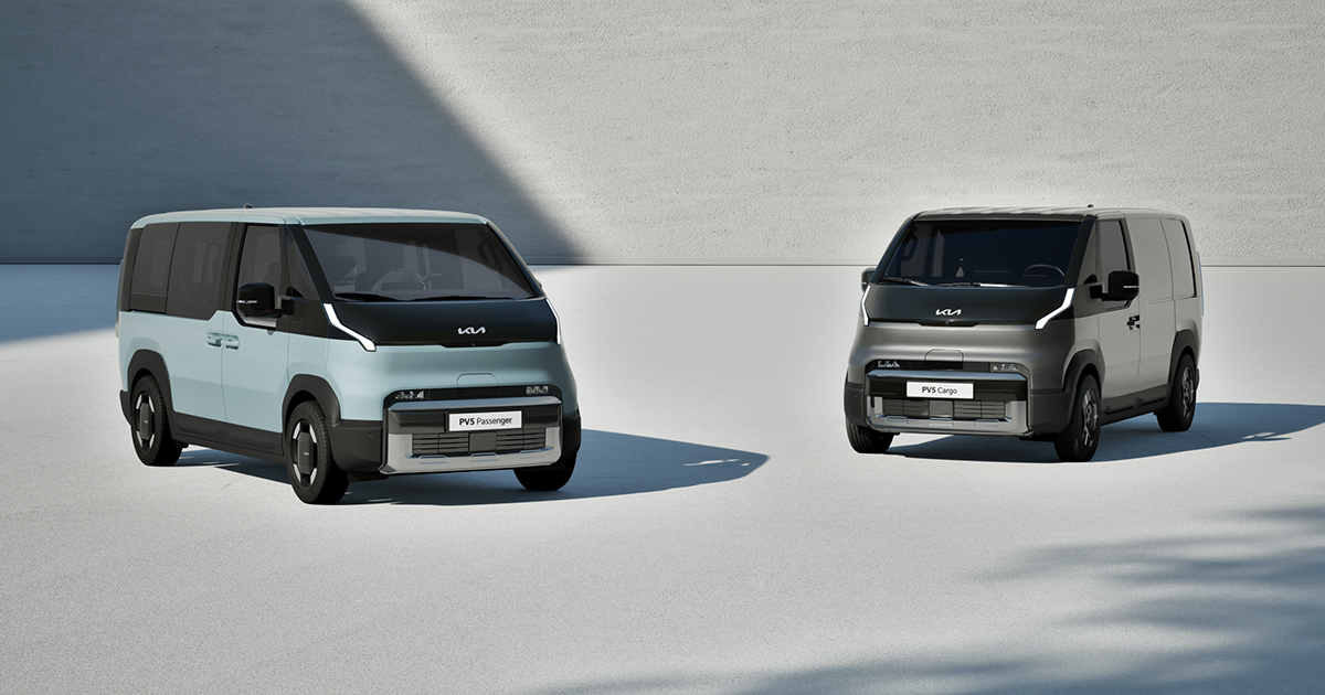 Two Kia PV5 vans parked