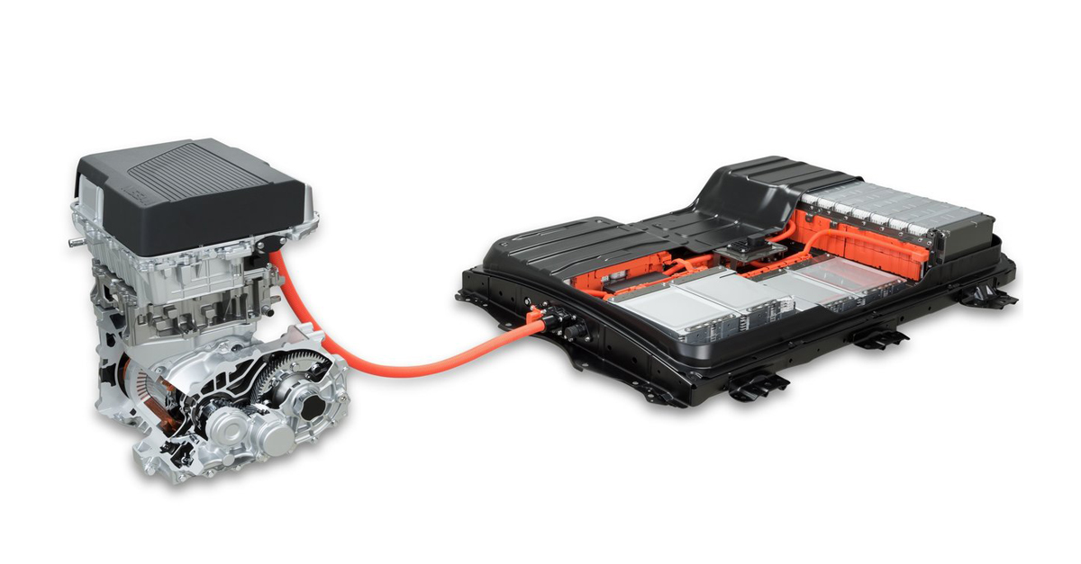 An electric car motor and battery