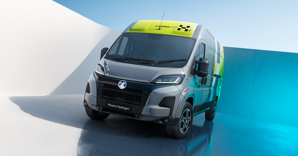 Front angle of the Vauxhall Movano Hydrogen van