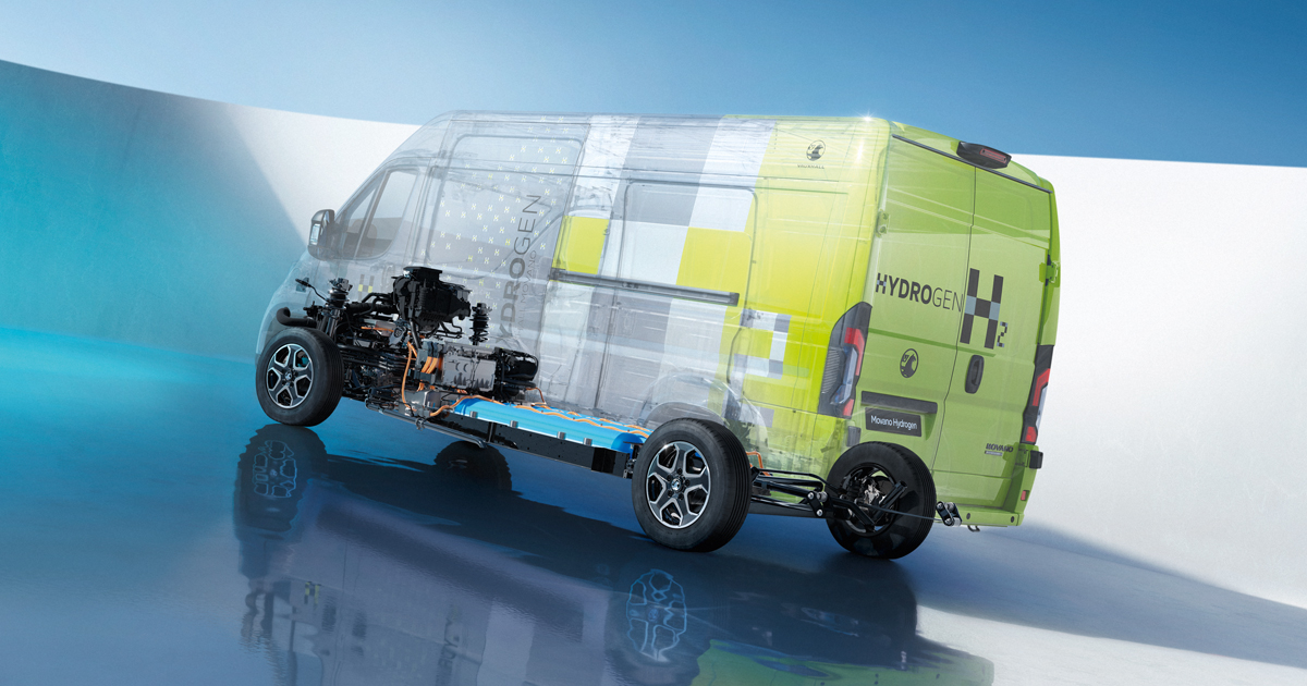 Side angle of the Vauxhall Movano Hydrogen van