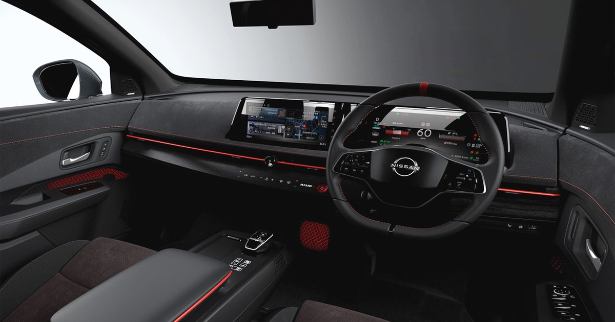 Interior view of the Nissan Ariya Nismo cabin
