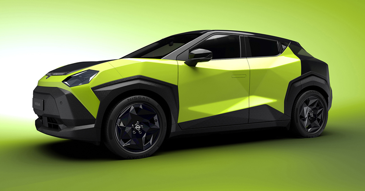 Side angle of the new Nissan Juke EV 2027
