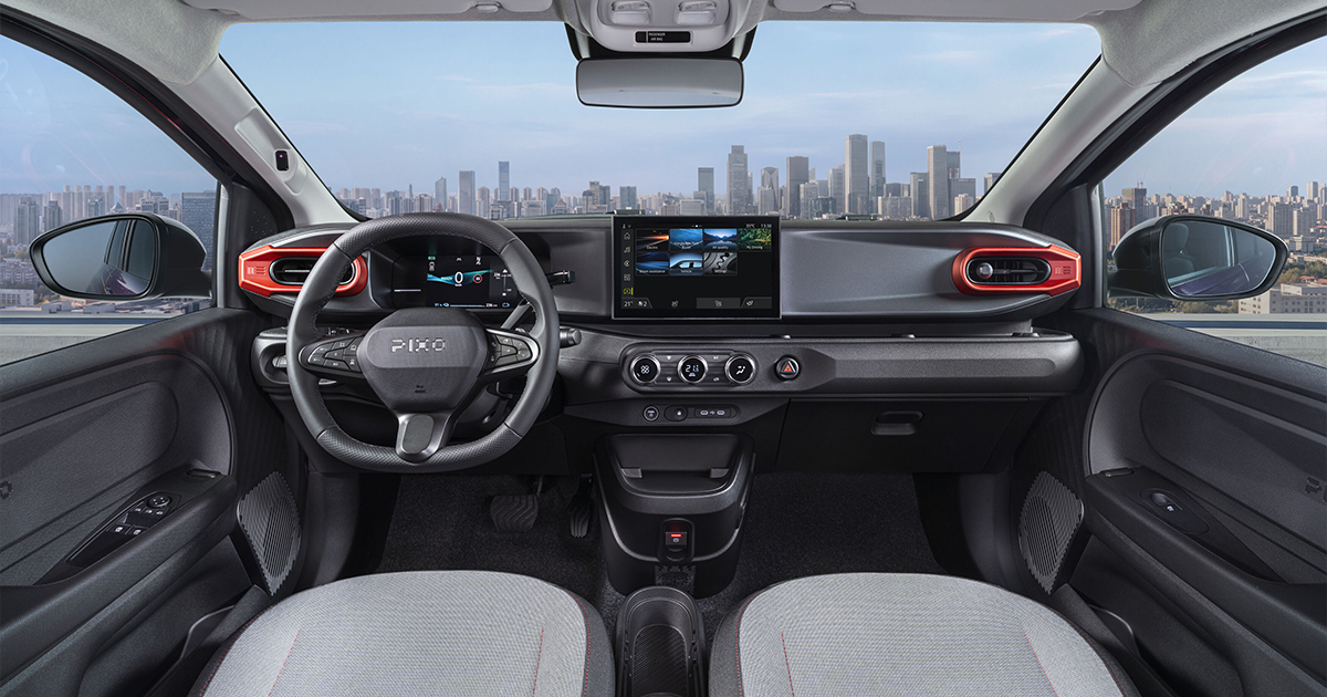 Interior shot of the electric Nissan Pixo