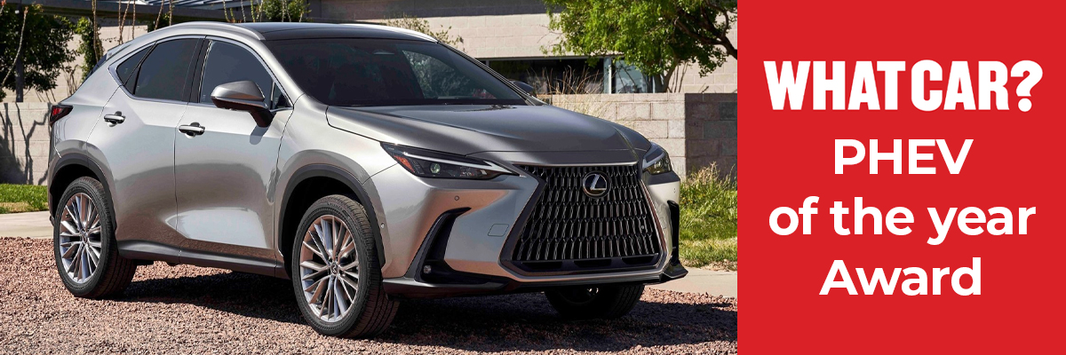 A grey Lexus NX parked on gravel