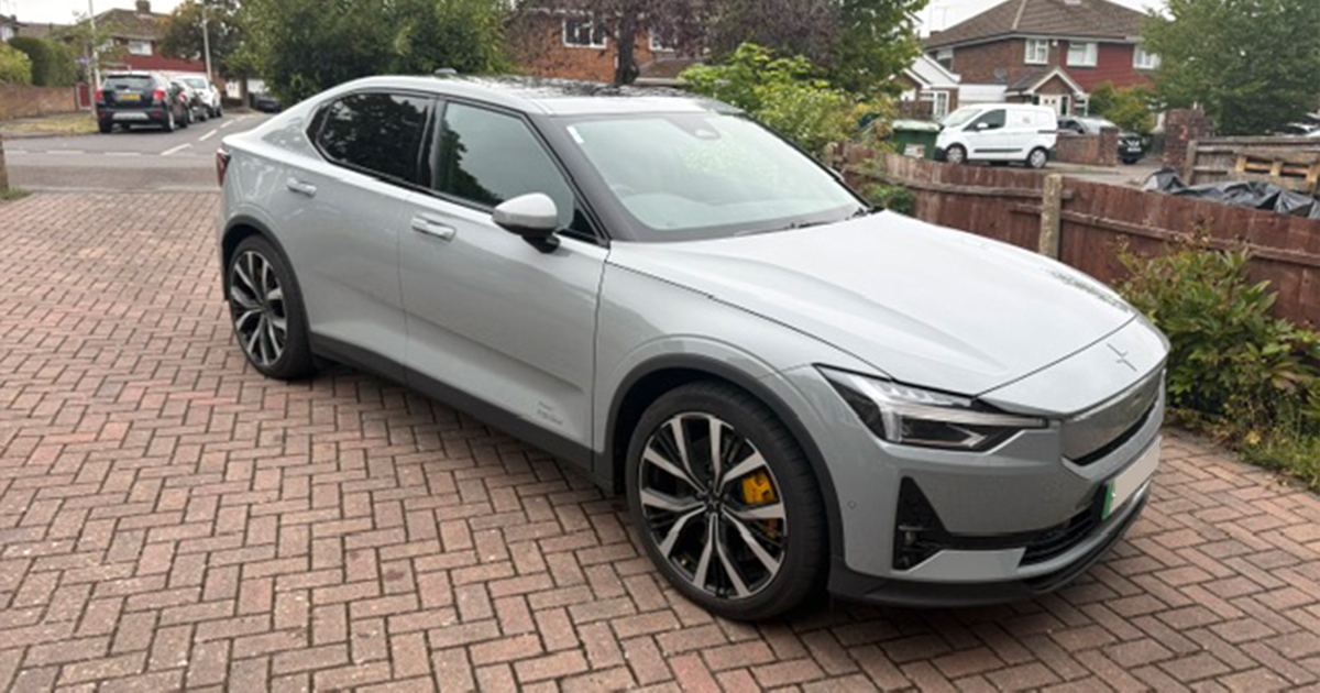 A Polestar 2 parked in a UK driveway