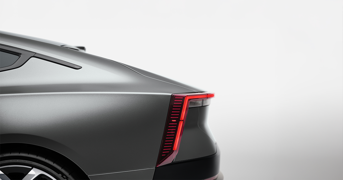 Close up of the Polestar 5's rear full-width light bar