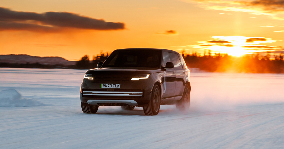 Front angle of the Range Rover Electric Prototype