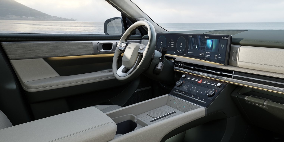 Interior view of the Hyundai Santa Fe overlooking the sea