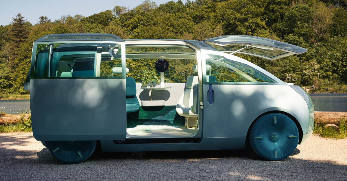 Side view of the MINI Urbanaut Concept with all doors open