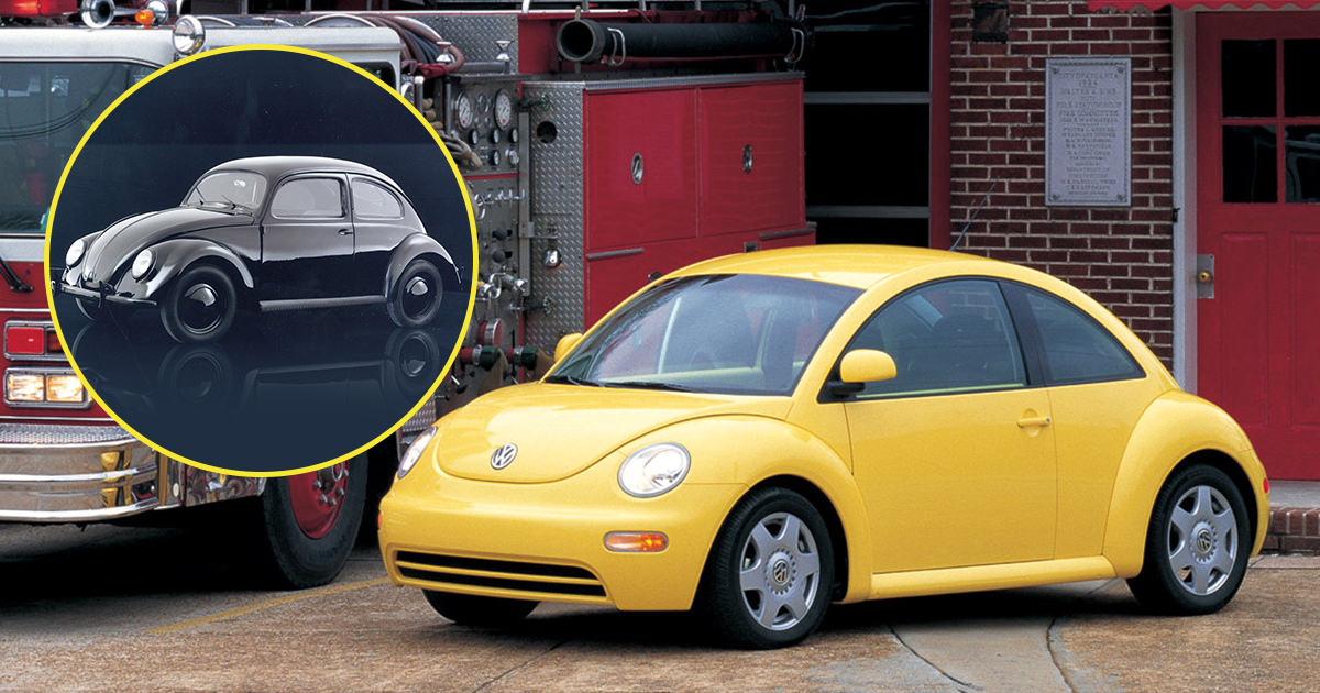 Classic black Volkswagen Beetle vs yellow New Beetle