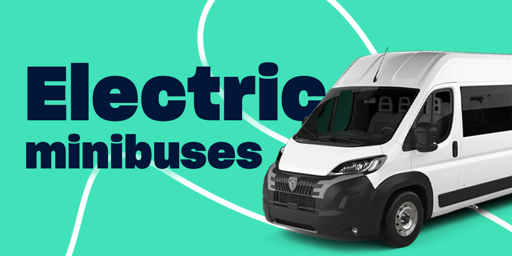An electric minibus with the side door open]
