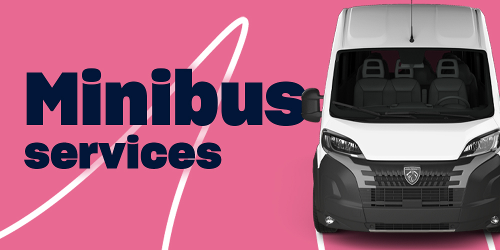 A lightweight minibus with the side door open to reveal passenger seats inside